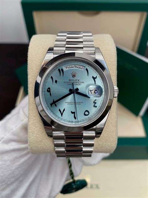 rolex day date 40 platinum arabic dial|Rolex Day-Date 40 price.